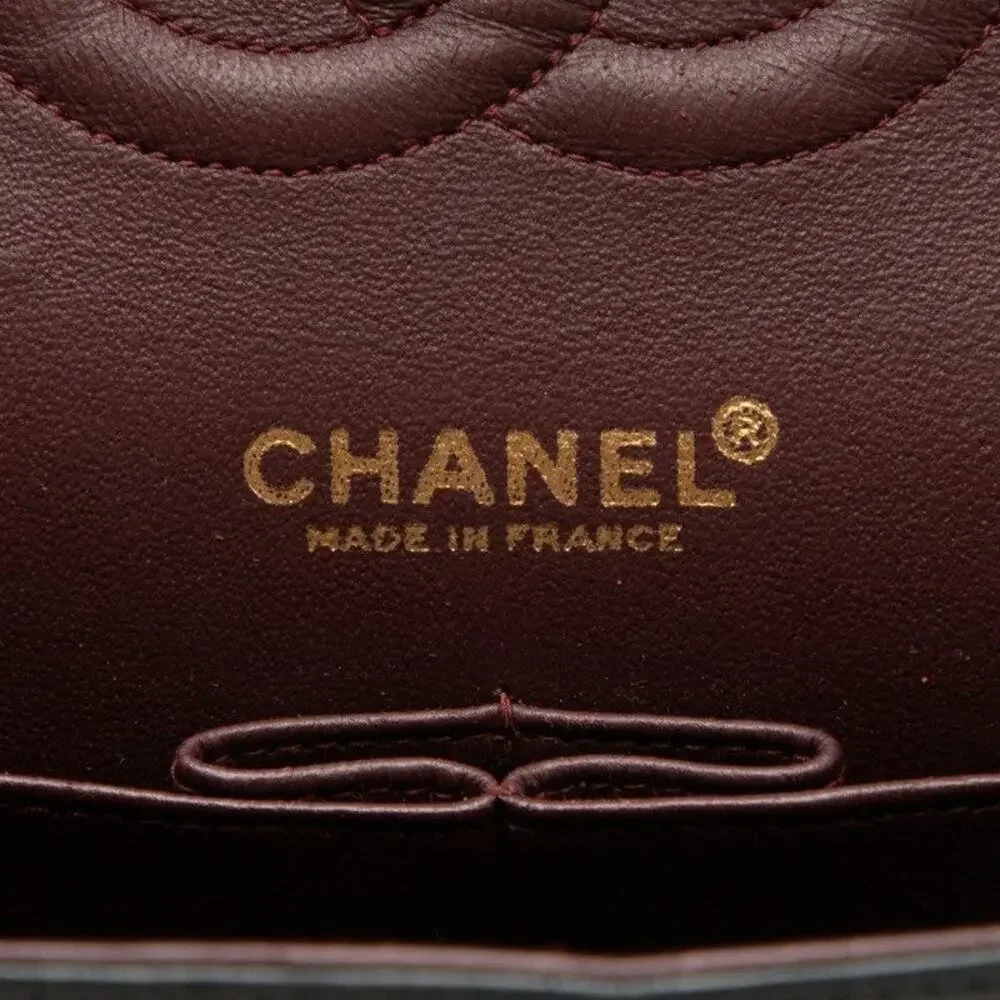 Chanel Matelasse Lambskin Coco Mark 25 Double Flap Chain Shoulder Bag Navy